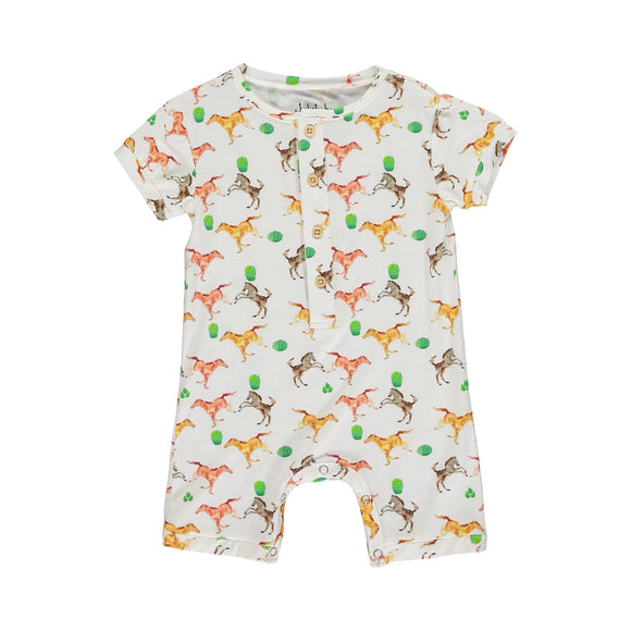 Tickety-Boo Short Romper in Galloping Horses