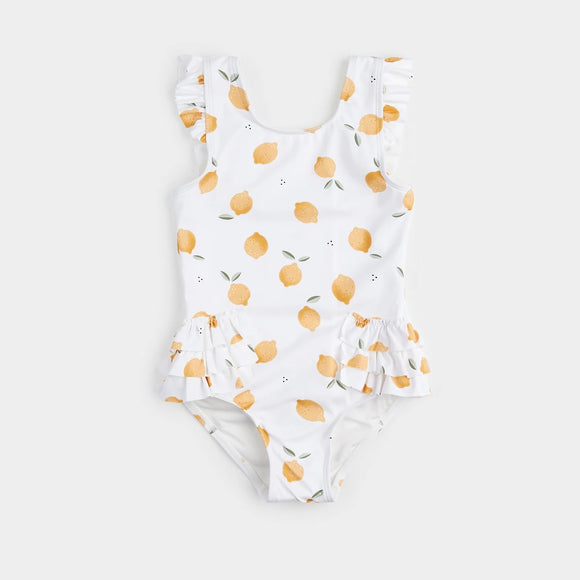 Petit Lem - Lemon Print On Off-White One-Piece Swimsuit