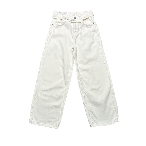 Zara Girls Off-White Wide Leg Jeans