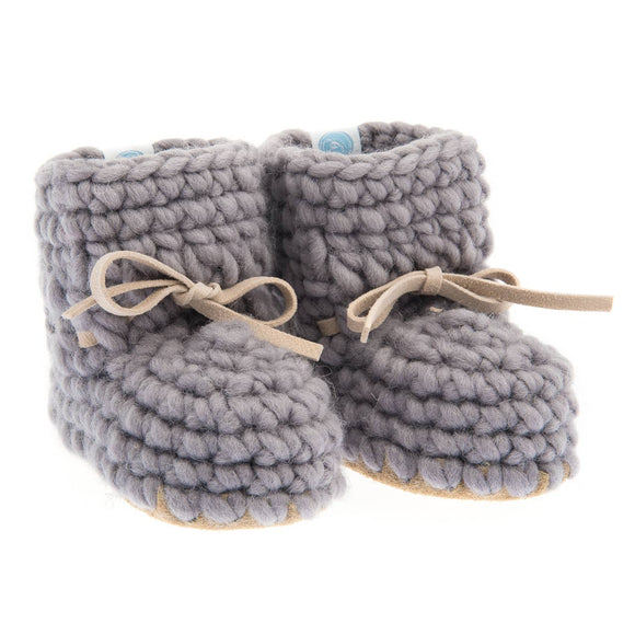 Beba Bean Baby Booties Sweater Mocs - Grey