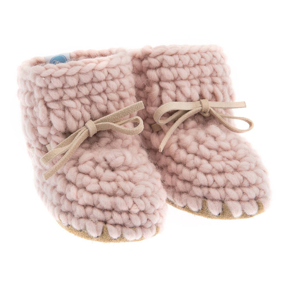 Beba Bean Baby Booties Sweater Mocs - Pink
