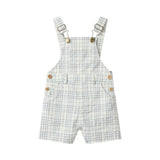Me & Henry - Galleon Plaid Overalls - Chambray/Cream