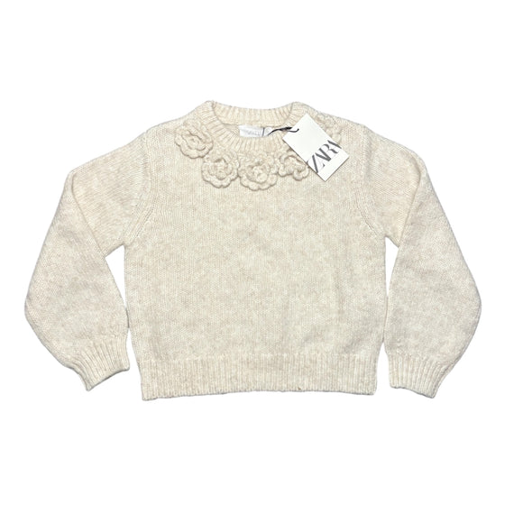 Zara Girls Sweater With Flowers Appliqué