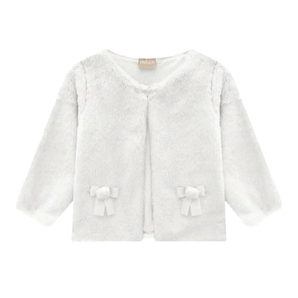 Milon Faux Fur Bow Coat - Ivory