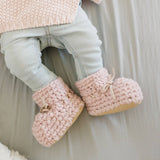Beba Bean Baby Booties Sweater Mocs - Pink