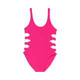Limeapple - Layla Crinkle Bow Side Cutout Swimsuit - Fuchsia