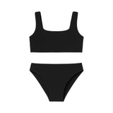 Limeapple Fay Crinkle Tankini Two Piece Swimsuit - Black