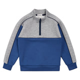 Miles The Label Grey Mix and Blue Scuba Knit Half-Zip Pullover