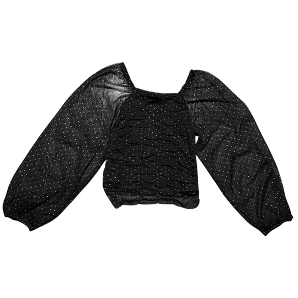 Zara Girls Mesh Long-Sleeve Blouse