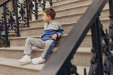 Miles The Label Grey Mix and Blue Scuba Knit Half-Zip Pullover