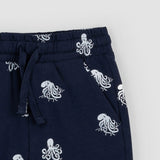 Miles The Label - Kraken Print on Navy Terry Shorts