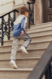 Miles The Label Grey Mix and Blue Scuba Knit Half-Zip Pullover