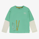 Souris Mini Turquoise T-Shirt  - Ski Illustration