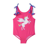 Hatley Girls Rainbow Unicorn Shoulder Bow Swimsuit