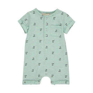 Me and Henry Green Henry Print Henley Romper