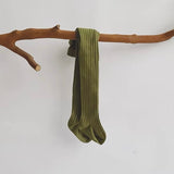 Ribbed Cotton Tights - Olive