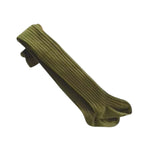 Ribbed Cotton Tights - Olive