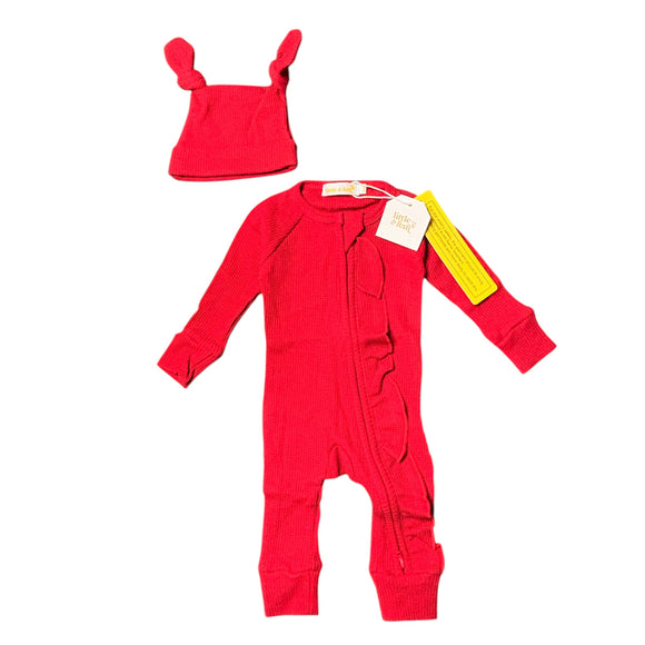 Little & Fern Frill Zip Romper & Hat Set