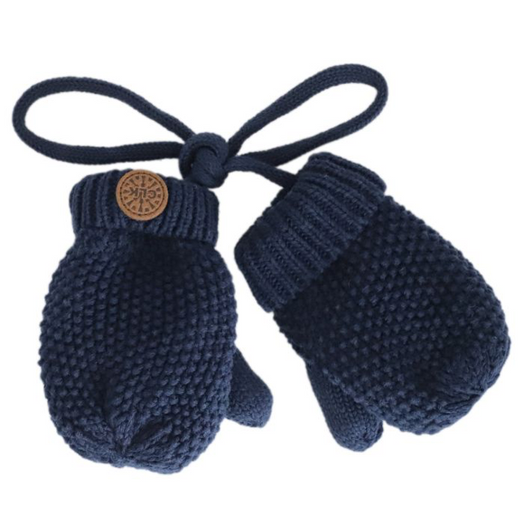 Calikids Cotton Knit Mittens - Navy