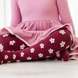 Little Stocking Co. - Burgundy Flower Knit Tights