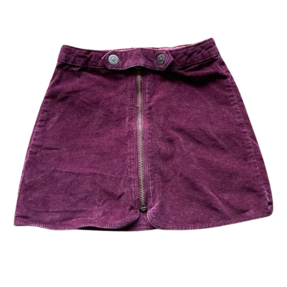 Zara Velvet Zip-Front Skirt