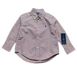 Ralph Lauren Orange/Blue Plaid Cotton Poplin Shirt