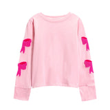 Preppy Goose Bows Applique Long Sleeve Top