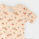 Petit Lem Agrumes Print on Ribbed Barely Coral Summer Sleep Set