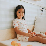 Petit Lem Agrumes Print on Ribbed Barely Coral Summer Sleep Set