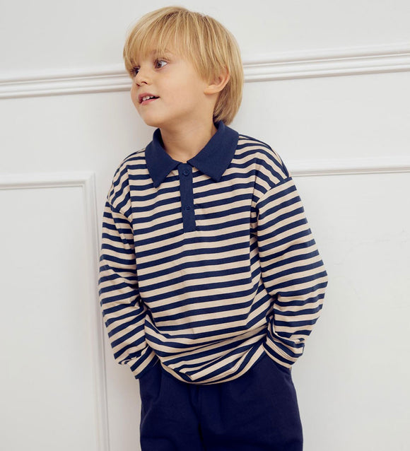 Müsli Oak/Night Blue Striped Polo Shirt