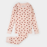 Petit Lem Pink Hearts on Peony Waffle PJ Set