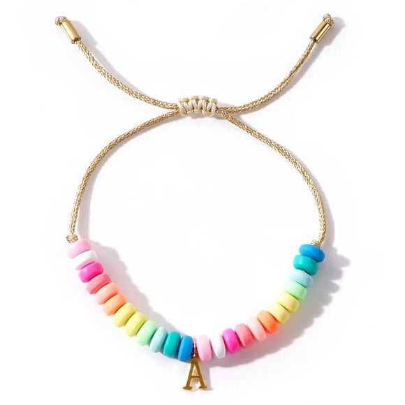 Rainbow Beaded Initial Bracelet