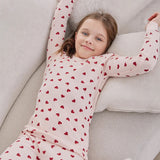 Petit Lem Pink Hearts on Peony Waffle PJ Set