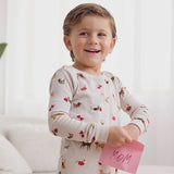 Petit Lem Puppy Love Print on Beige PJ Set