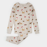 Petit Lem Puppy Love Print on Beige PJ Set