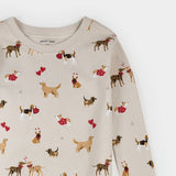 Petit Lem Puppy Love Print on Beige PJ Set