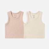 Rylee and Cru Ribbed Tank Set || Shell, Heathered Blush