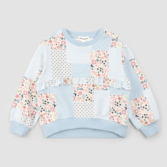 Miles the Label Floral Patchwork Print on Celestial Sweatshirt