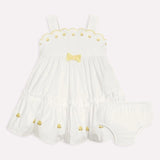 Milon Embroidered Yellow Bow Dress