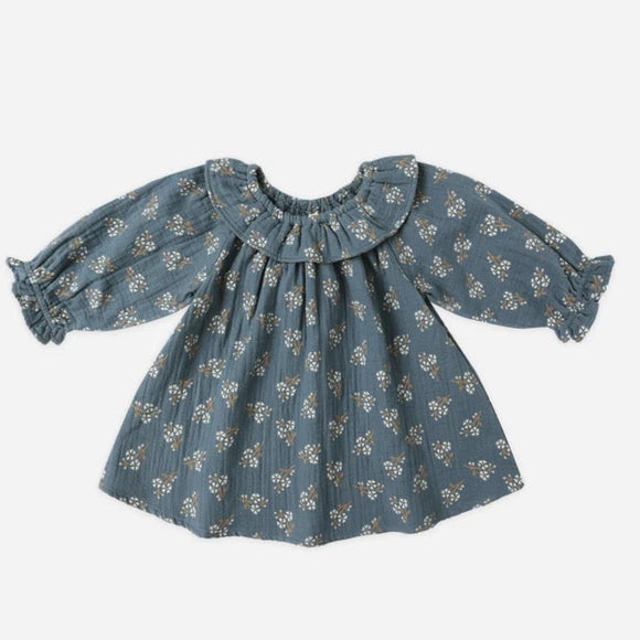 Quincy Mae Long Sleeve Isla Dress || Blue Floral