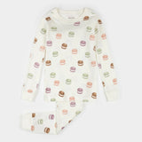 Petit Lem Macaron Print on Antique White PJ Set