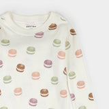 Petit Lem Macaron Print on Antique White PJ Set