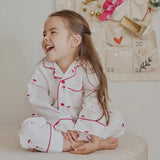 Petit Lem Smiling Santa Off-White Poplin PJ Set