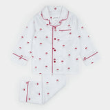 Petit Lem Smiling Santa Off-White Poplin PJ Set