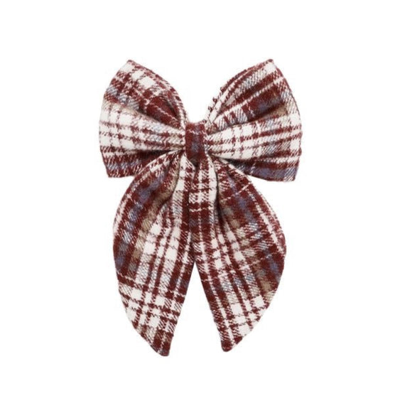 Rylee and Cru Oversized Bow | Burgundy Plaid
