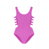 Limeapple - Layla Crinkle Bow Side Cutout Swimsuit - Orchid