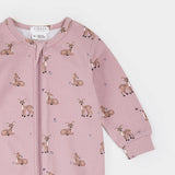 Petit Lem Fall Fawn Print on Twilight LunaKnit Sleeper