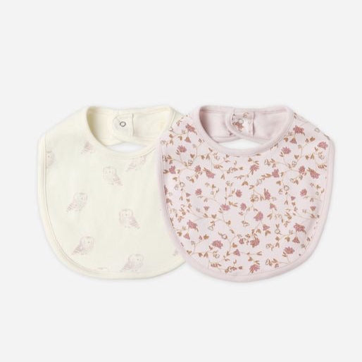 Quincy Mae Jersey Snap Bib, 2 Pack || Garden, Snow Owls