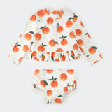 Petit Lem Peaches Print Long-Sleeve Rashguard Set