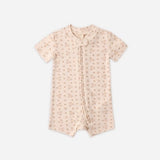 Quincy Mae Zip Short Sleeve Sleeper || Strawberries
